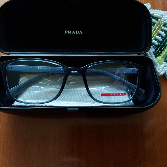 Authentic Prada Eye Glasses Frame VPS 04I Size 53, Col. CZH Crystal Blue - Picture 2 of 5